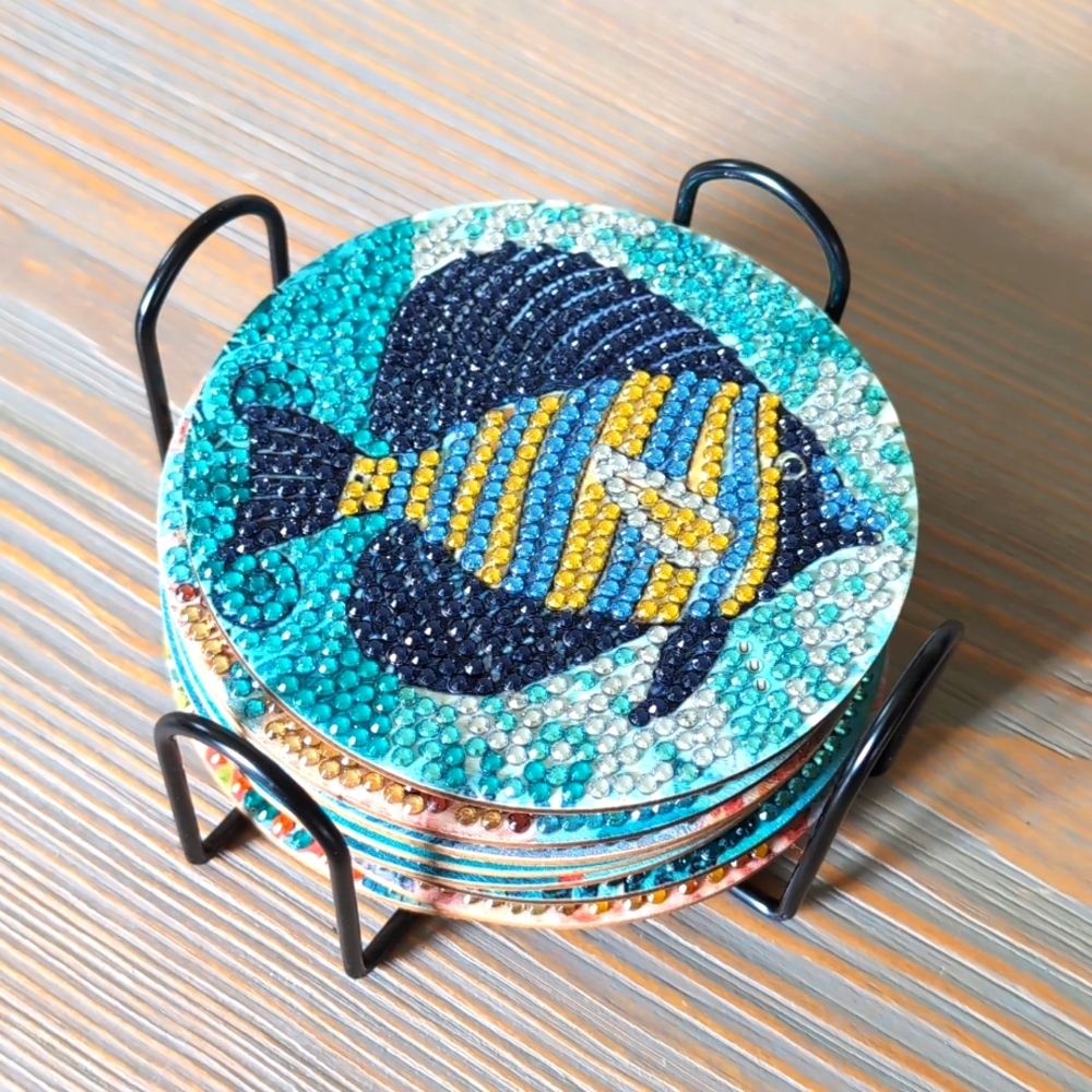 Handmade Ocean-Themed Beaded Coasters, NEW - Picture 5 of 5